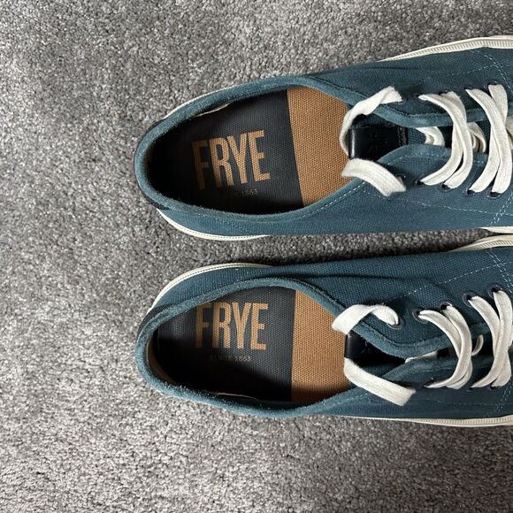 Frye Gia Men’s Size 13 Teal Canvas With Leather Trim Low Casual Shoes Used main image 7